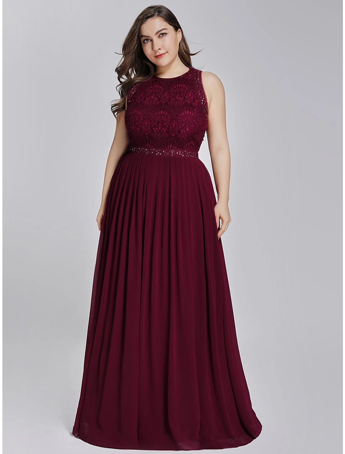 Wholesale  A-Line Prom Dresses Elegant & Luxurious Dress Wedding Guest Prom Floor Length Sleeveless Jewel Neck Chiffon with Crystals